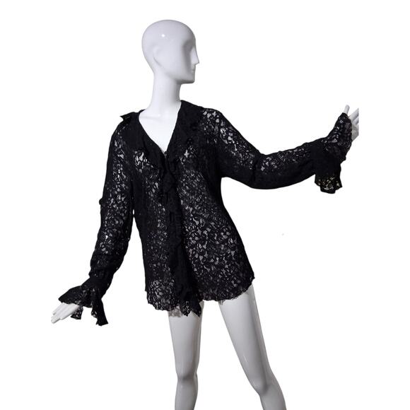 Y2k Vintage Chicos Whimsigoth Witchy Women's size XL Lace Vampire Fairygoth Top - Picture 1 of 10